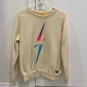 Aviator Nation Ecru color crewneck size S with rainbow bolt